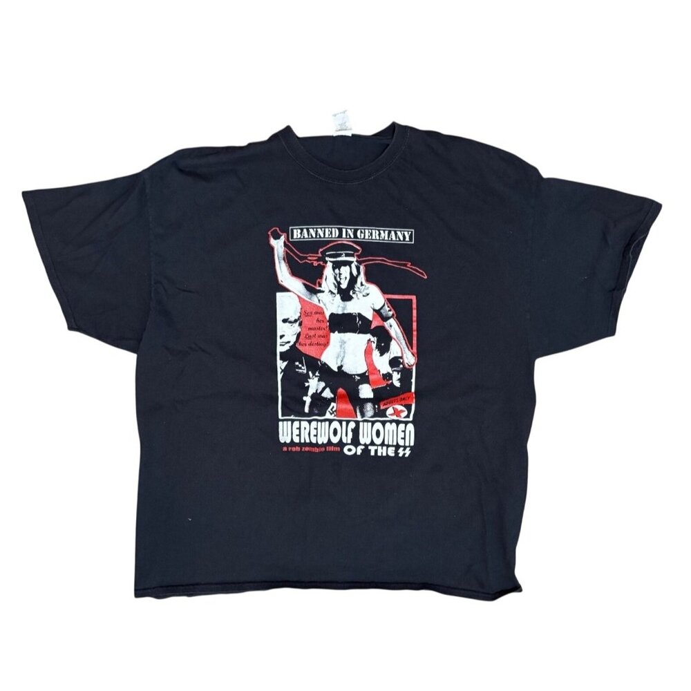 "Banned In Germany" Graphic Black T-Shirt By Gildan 2XL Size 100% Cotton
